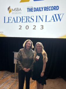 Kaitlin Corey accepts The Daily Record Leaders in Law 2023 honor.